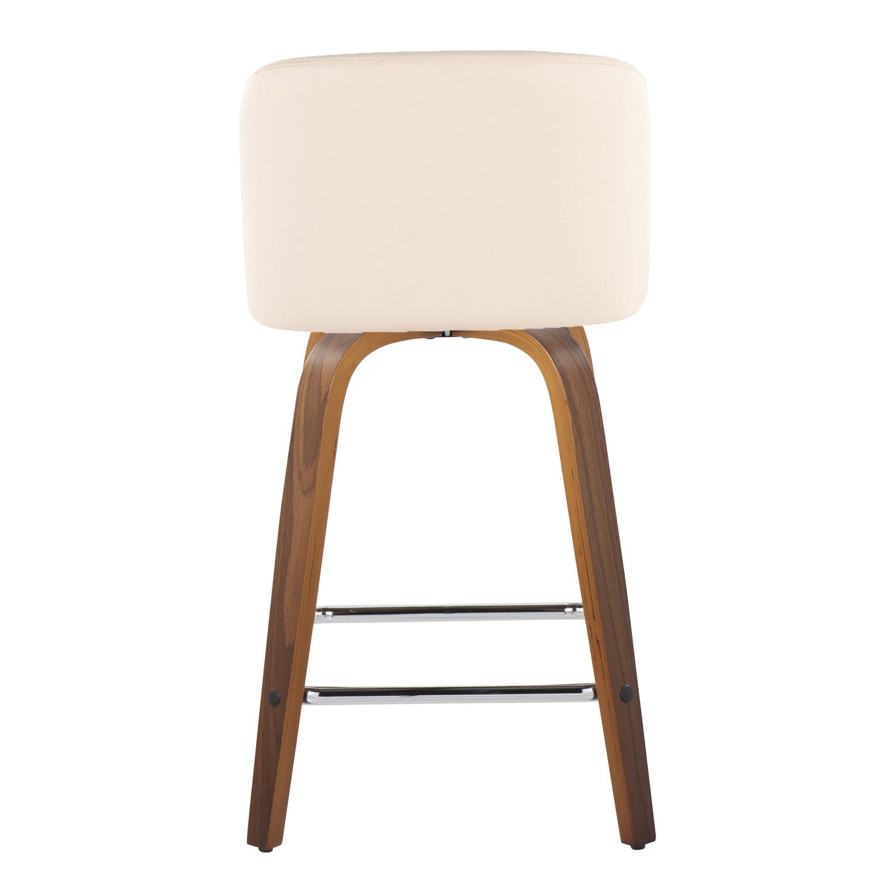 Toriano - Mid Century Modern Fixed Height Counter Stool With Swivel & Square Footrest (Set of 2)