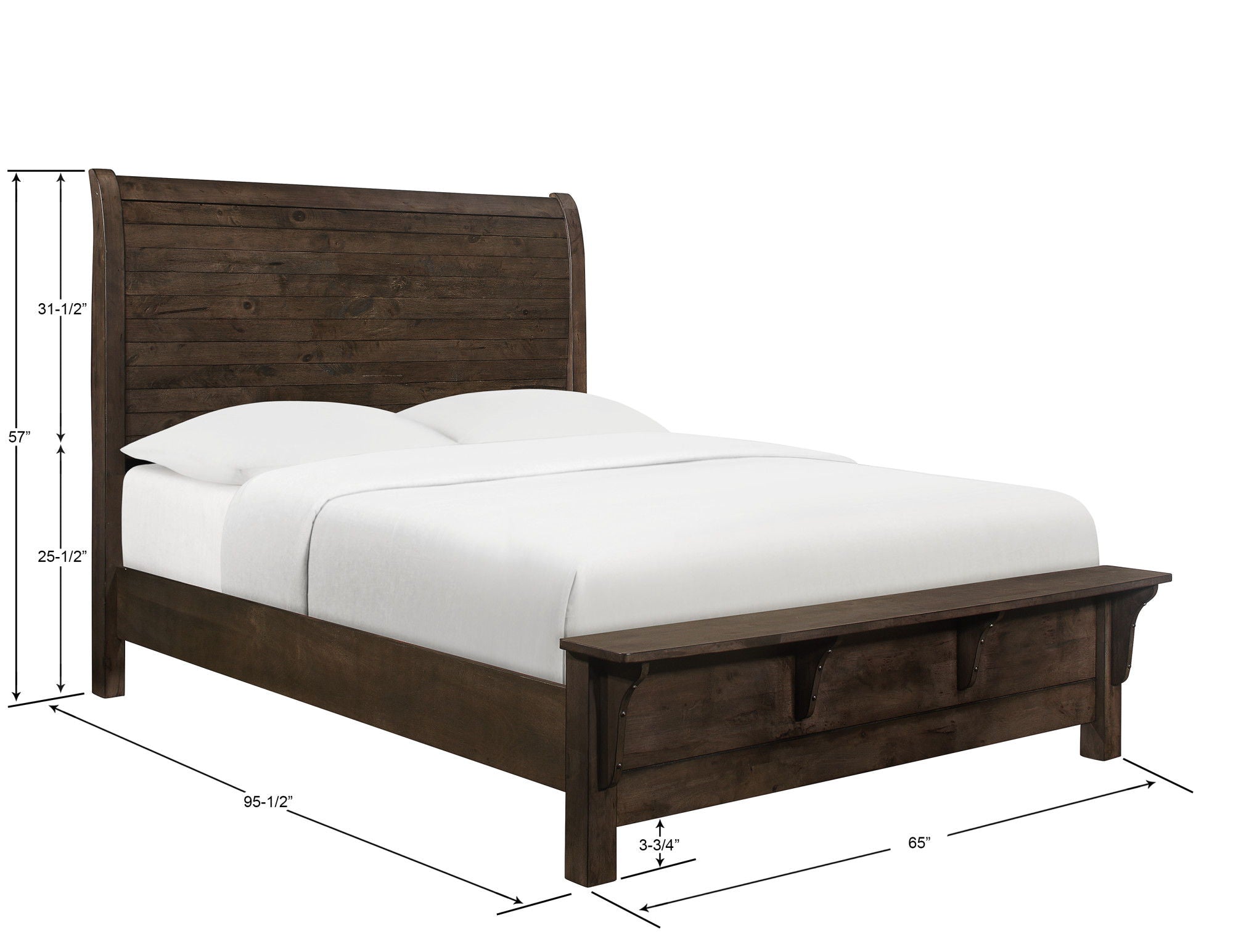 Verna - Queen Sleigh Bed - Brown