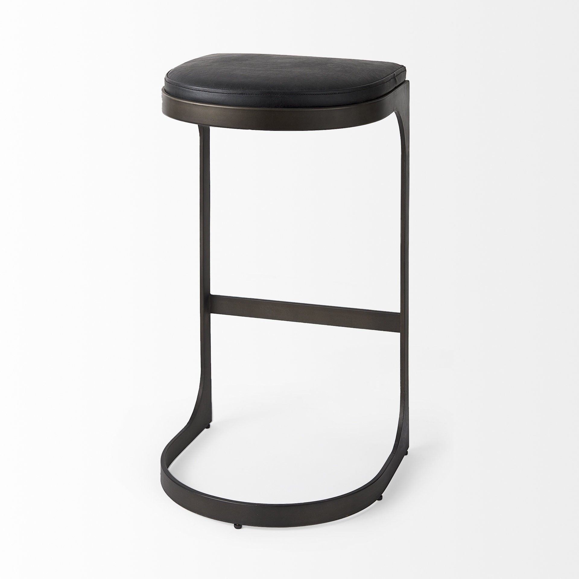 Iron Backless Bar Chair - Black