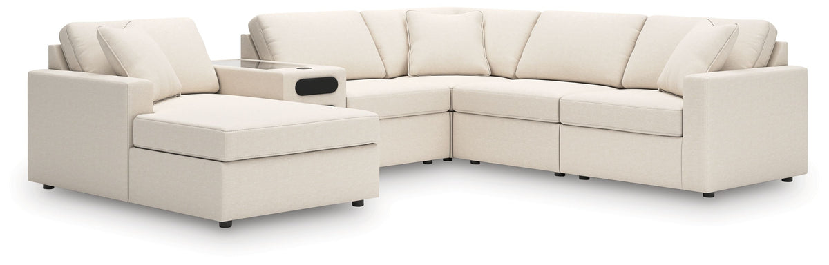 Modmax - Oyster - Sectional White 6 Pc. Sectional With Audio System, Laf Corner Chaise by Signature Design by Ashley® | Bel Furniture