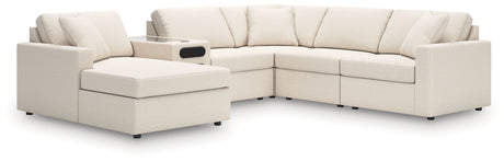 Modmax - Oyster - Sectional White 6 Pc. Sectional With Audio System, Laf Corner Chaise by Signature Design by Ashley® | Bel Furniture
