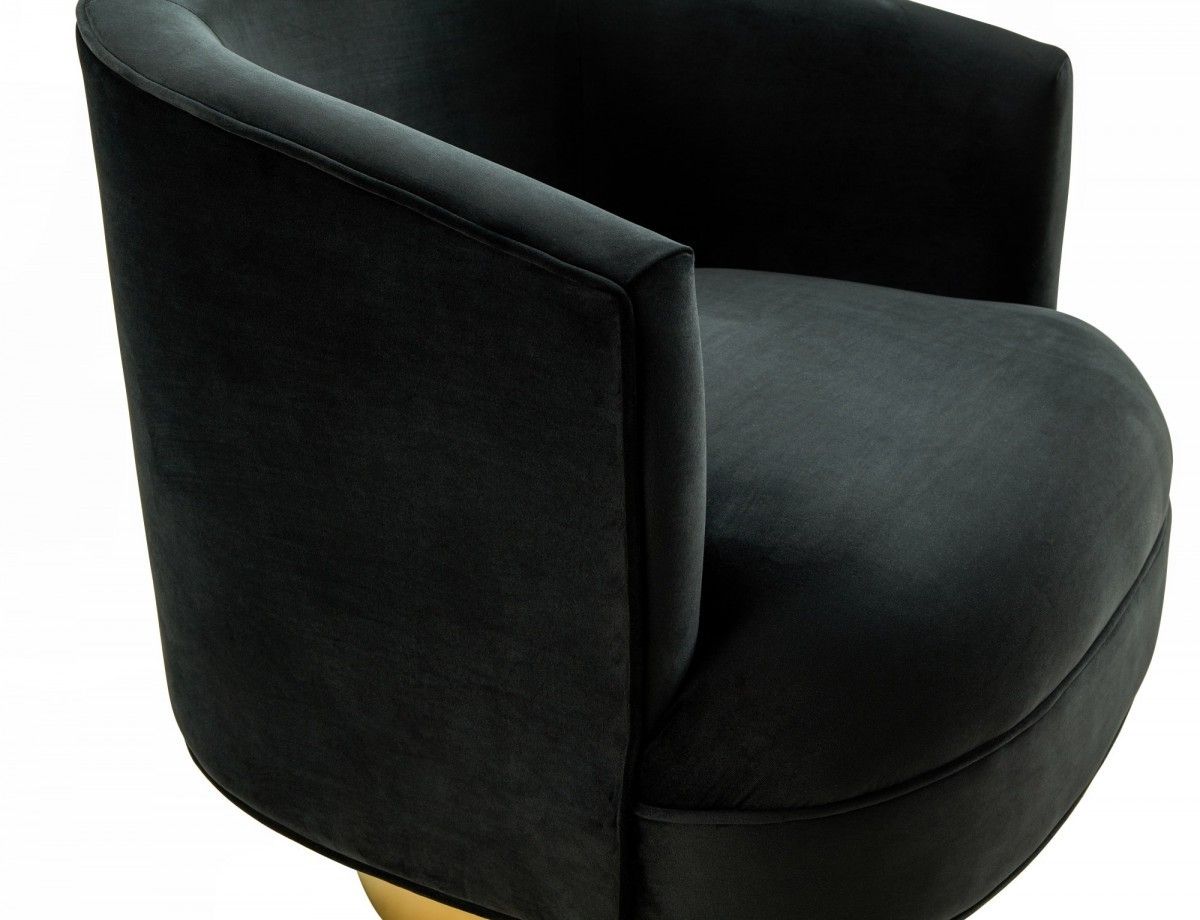 Velvet Barrel Chair - Black / Gold