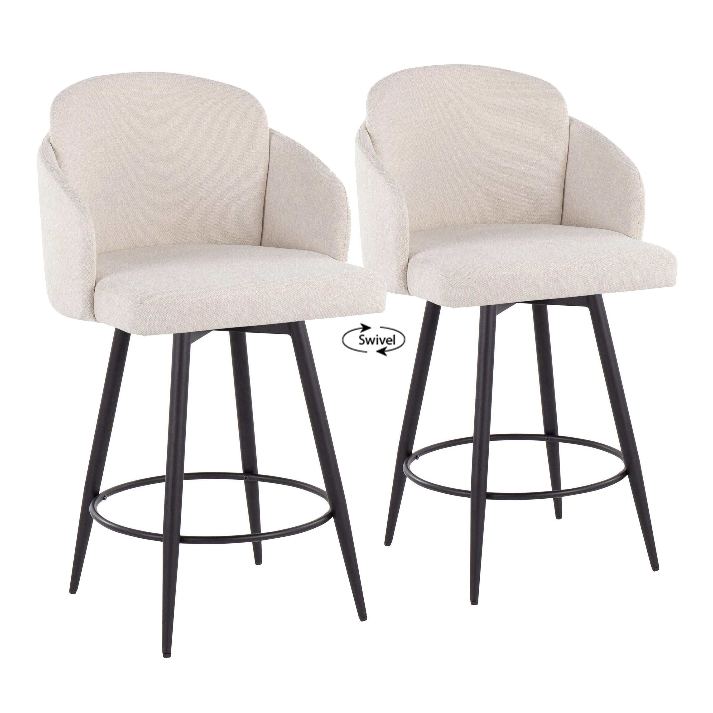 Dahlia - Contemporary Fixed Height Counter Stool With Round Footrest (Set of 2)