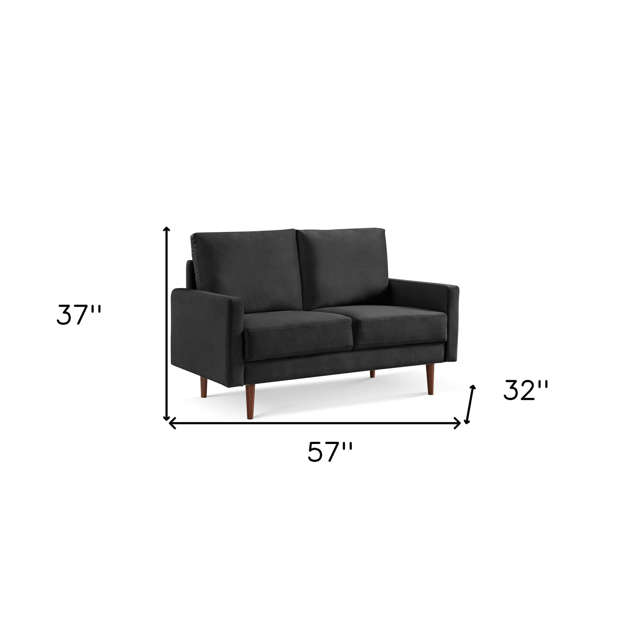 Loveseat Velvet - Black / Dark Brown