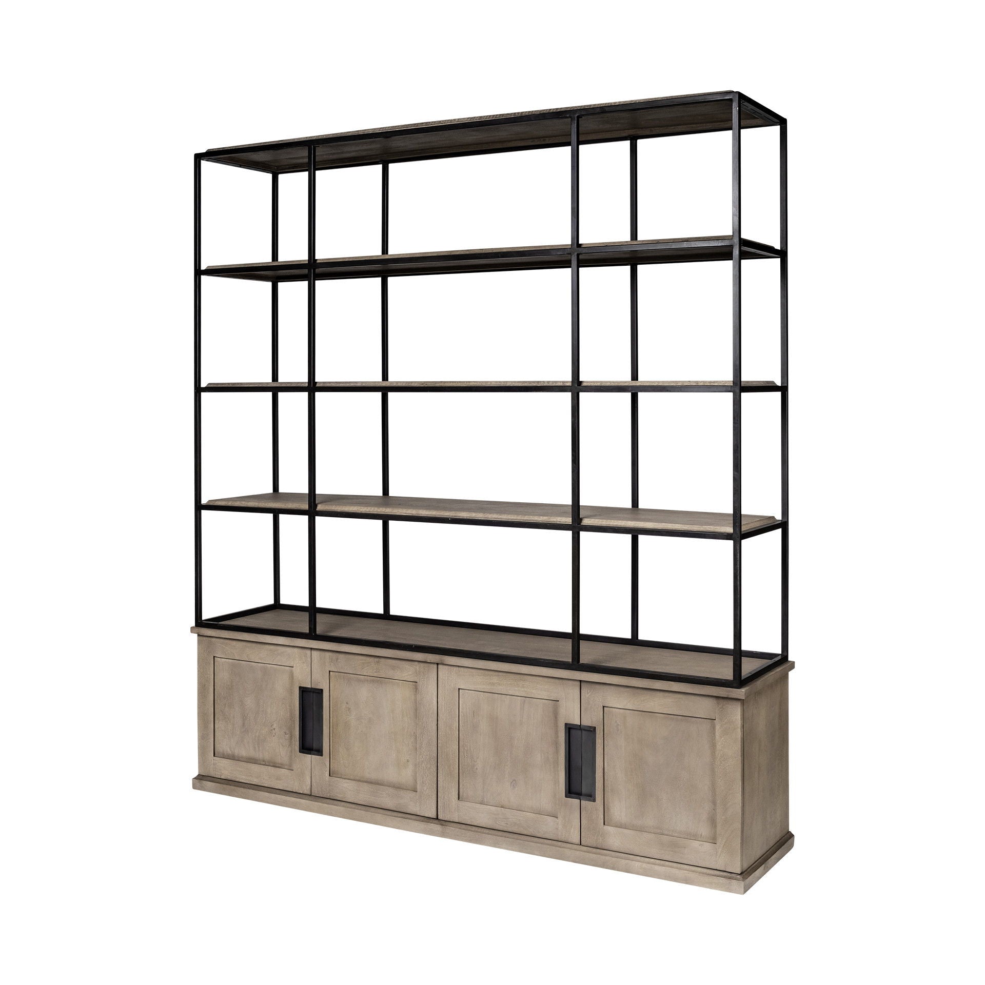 Wood And Iron 3 Shelves Shelving Unit - Light Brown