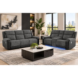 Alicia - Console Reclining Loveseat With Immersive Sound & Blue LED - Black / Gray
