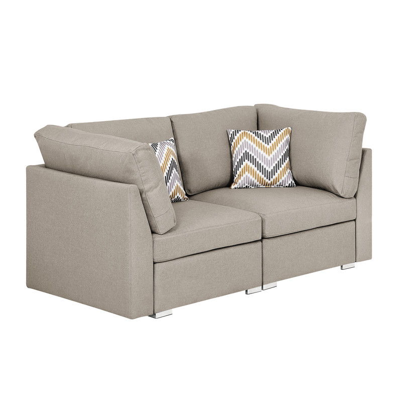 Amira - Fabric Loveseat Couch With Pillows