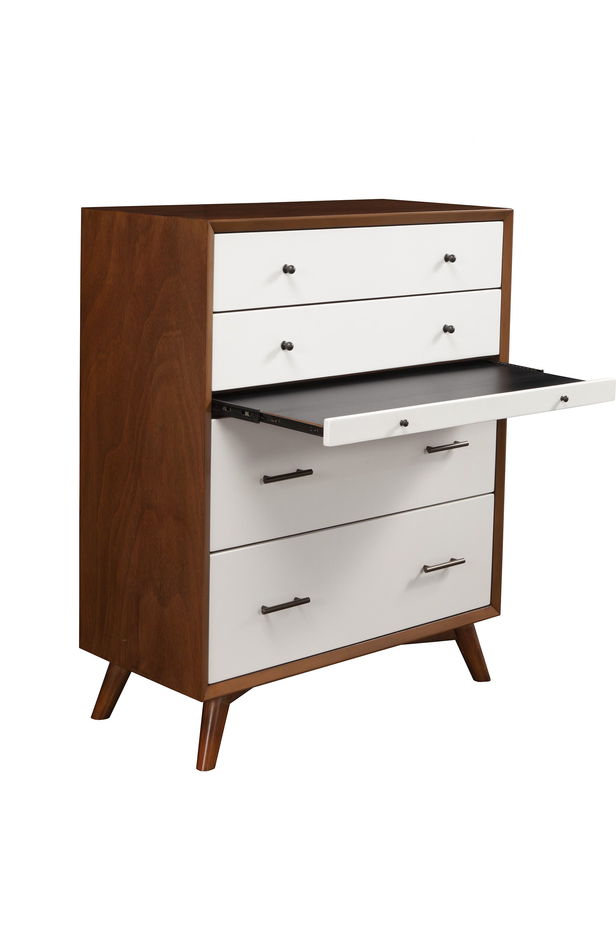 Solid Wood Four Drawer Chest - Brown / White