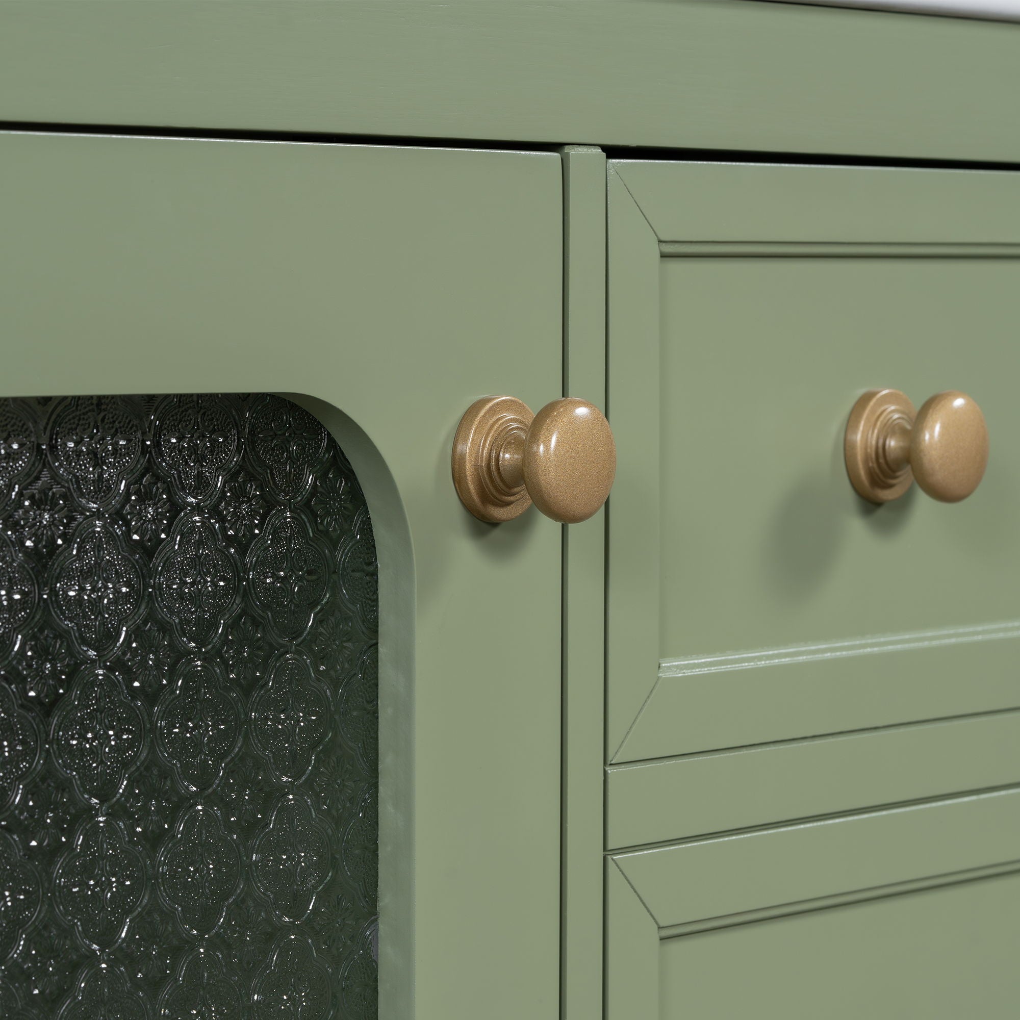 Bathroom Vanity With A Soft Close Glass Door, Adjustable Shelves, And Three Drawers