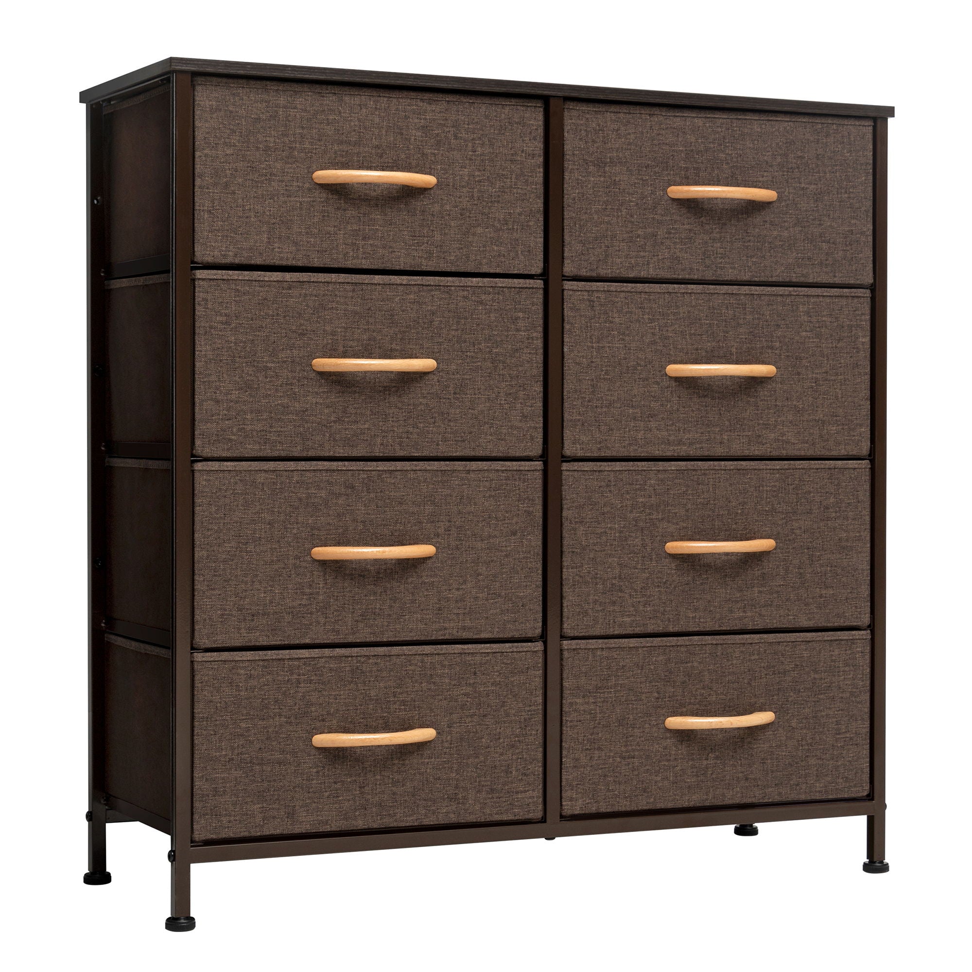 Steel And Fabric 8 Drawer Chest - Brown