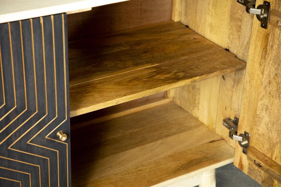 Ixora - 2 Door Wood Accent Cabinet - White Washed And Black by CoasterEssence | Bel Furniture