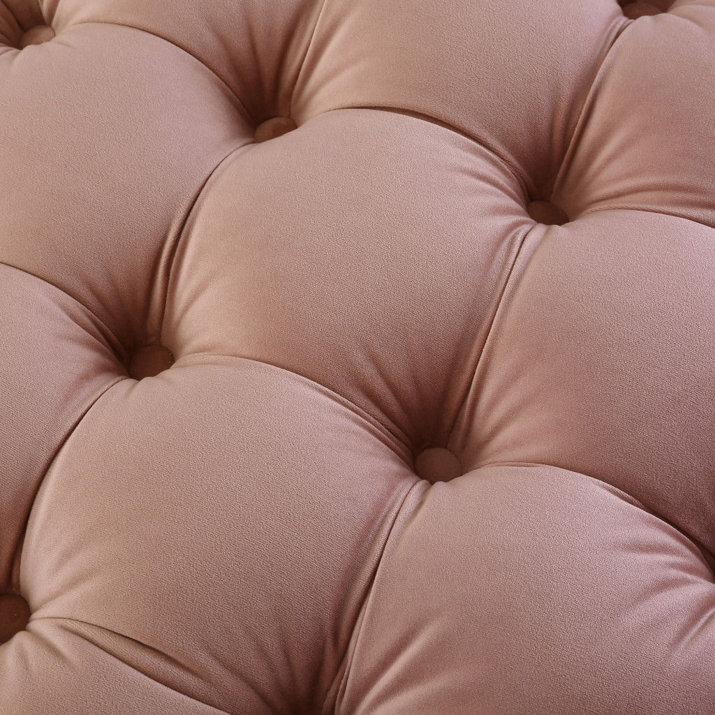 Velvet Tufted Round Ottoman - Blush