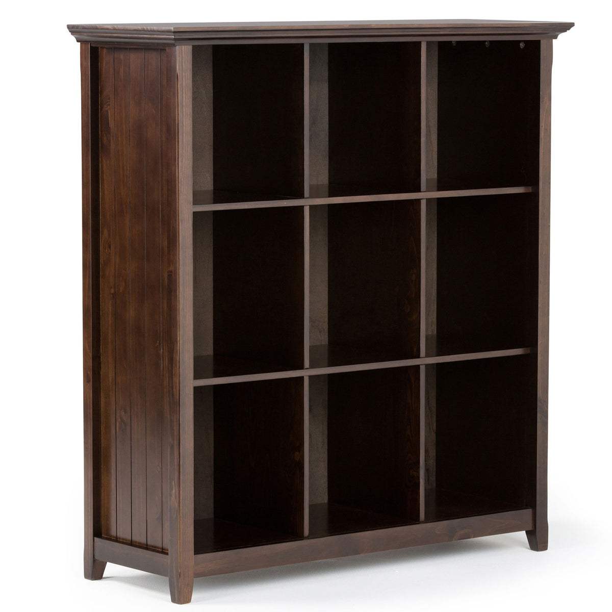 Acadian - Handcrafted Cube Storage Dark Brown 44"W x 15.75"D x 48"H by Simpli-Home | Bel Furniture
