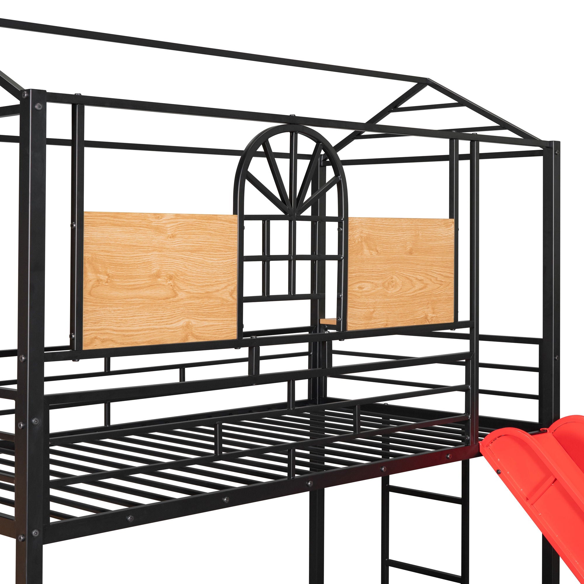 Metal Bunk Bed, Metal Housebed With Slide And Storage Stair