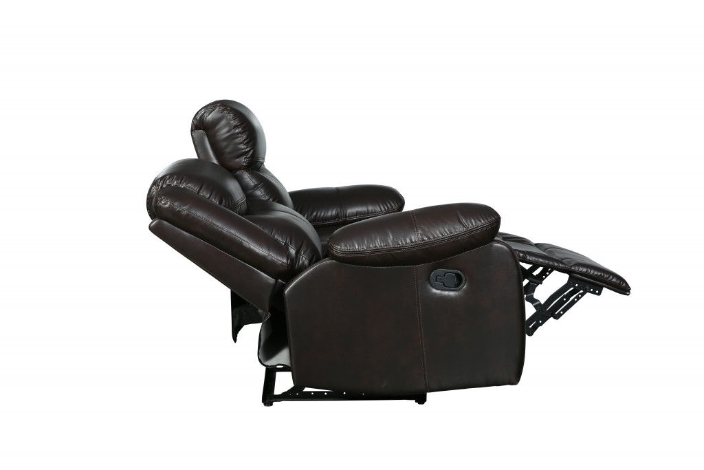 Faux Leather Love Seat Manual Reclining - Brown