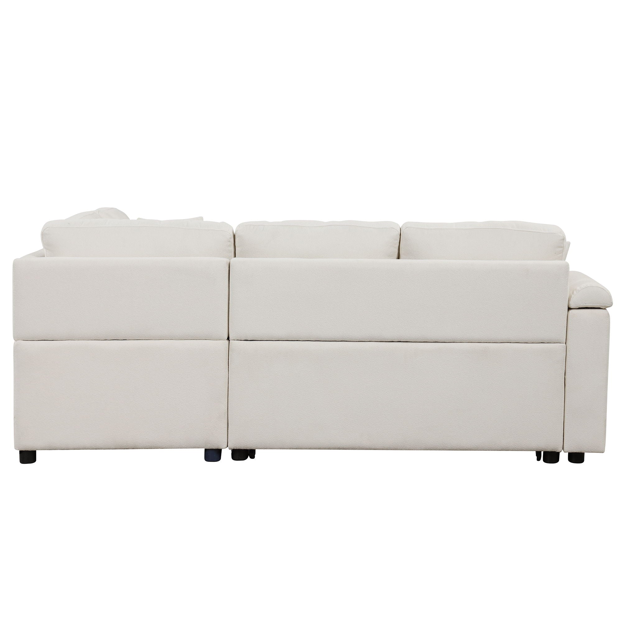 L-Shape Sofa Bed Pull-Out Sleeper Sofa With Wheels, USB Ports, Power Sockets For Living Room