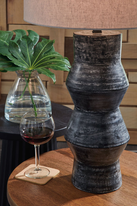 Kerbert - Distressed Black - Terracotta Table Lamp by Signature Design by Ashley® | Bel Furniture