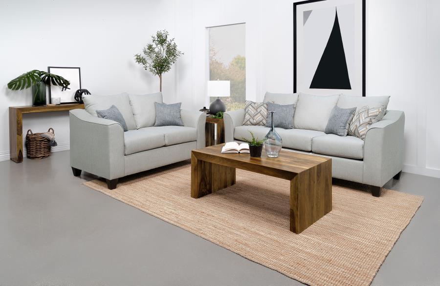 Salizar - Upholstered Flared Arm Sofa Set Gray 2 Pc. Sofa, Loveseat by CoasterEssence | Bel Furniture