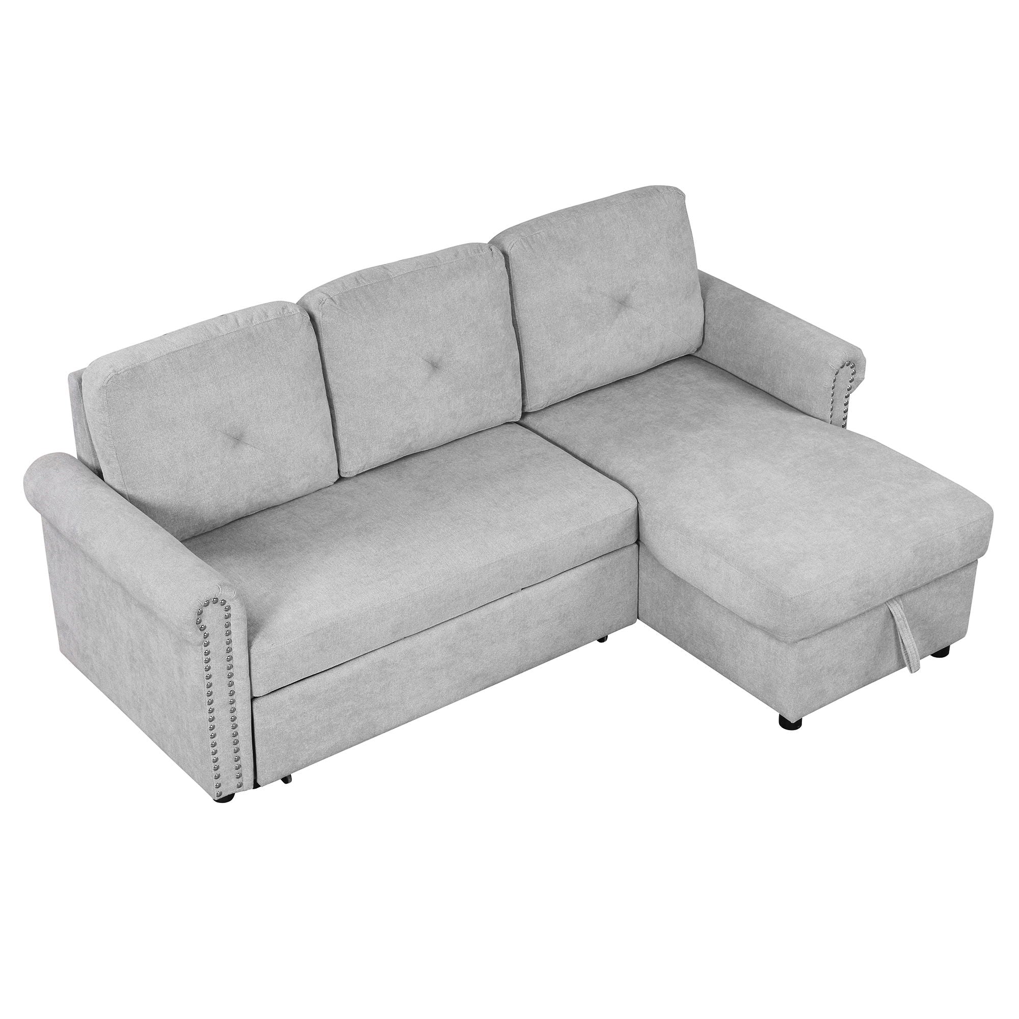 Modern Convertible Sleeper Sofa Bed With Storage Chaise