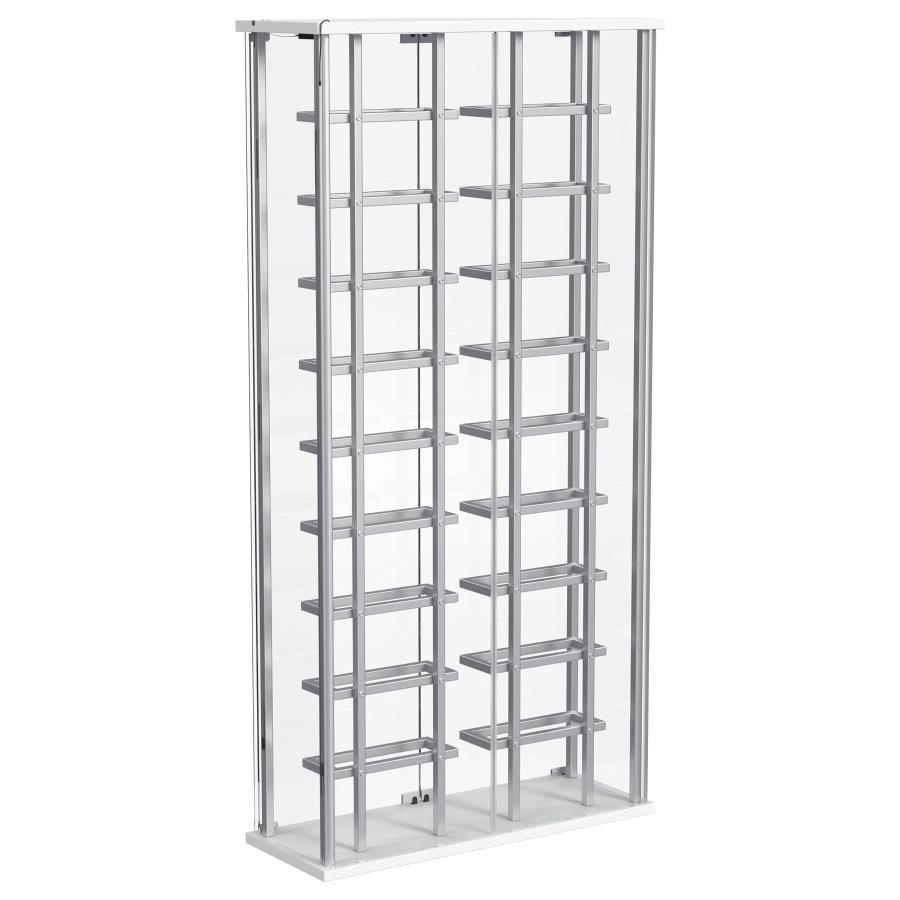 Montara - Tempered Glass Wine Storage LED Curio Cabinet - Chrome by Coaster Fine Furniture | Bel Furniture