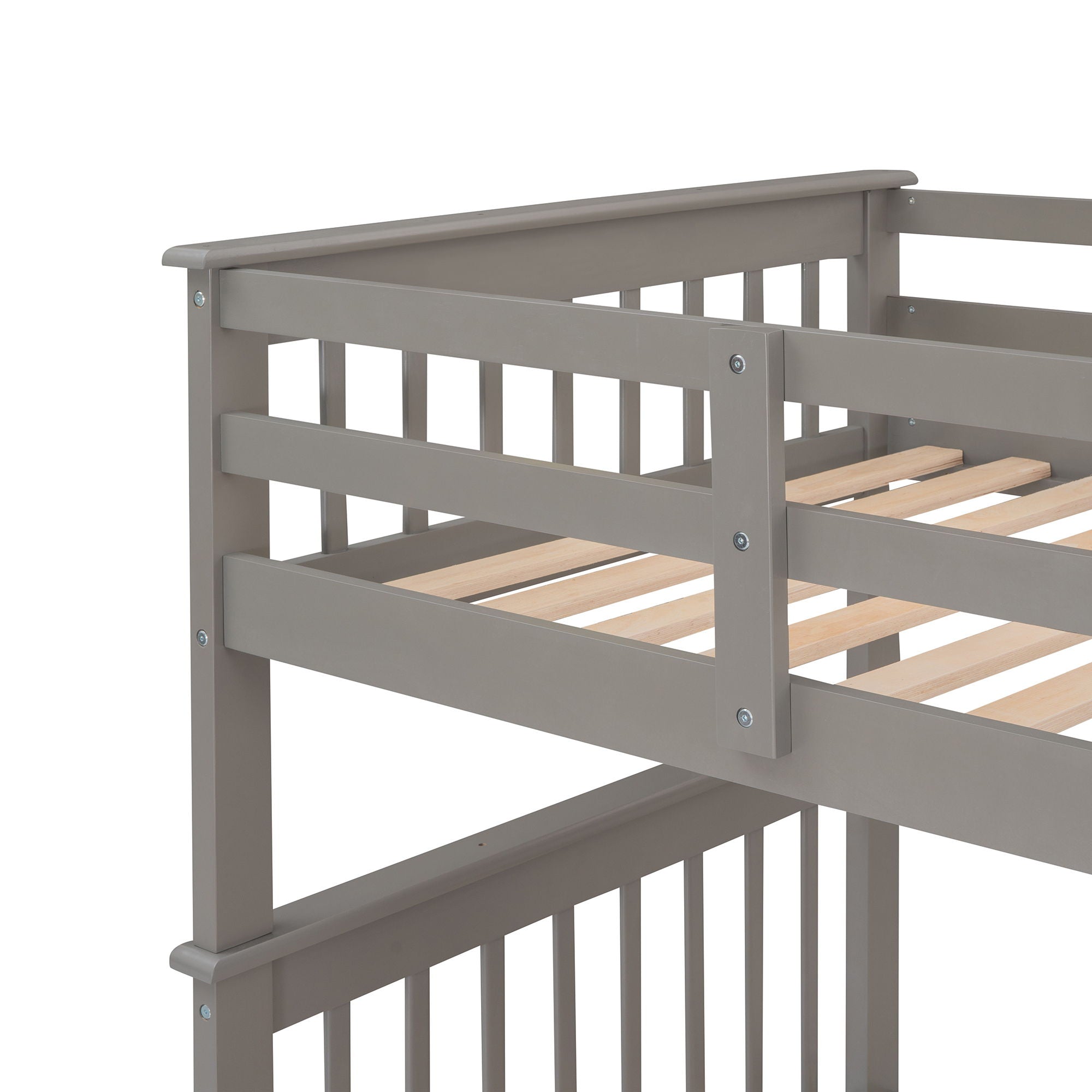 Stairway Bunk Bed With Storage And Guard Rail For Bedroom, Dorm