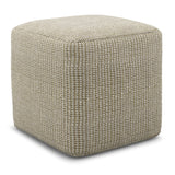 Zelma - Square Woven Outdoor / Indoor Pouf - Cream / Natural by Simpli-Home | Bel Furniture