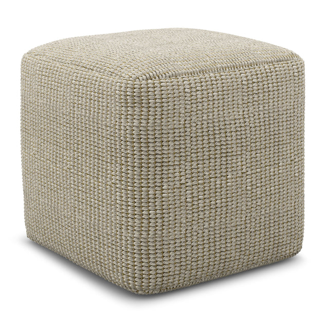 Zelma - Square Woven Outdoor / Indoor Pouf - Cream / Natural by Simpli-Home | Bel Furniture