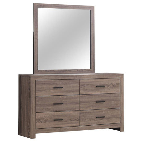 Brantford - 6-Drawer Dresser With Mirror Dark Brown by CoasterEveryday | Bel Furniture