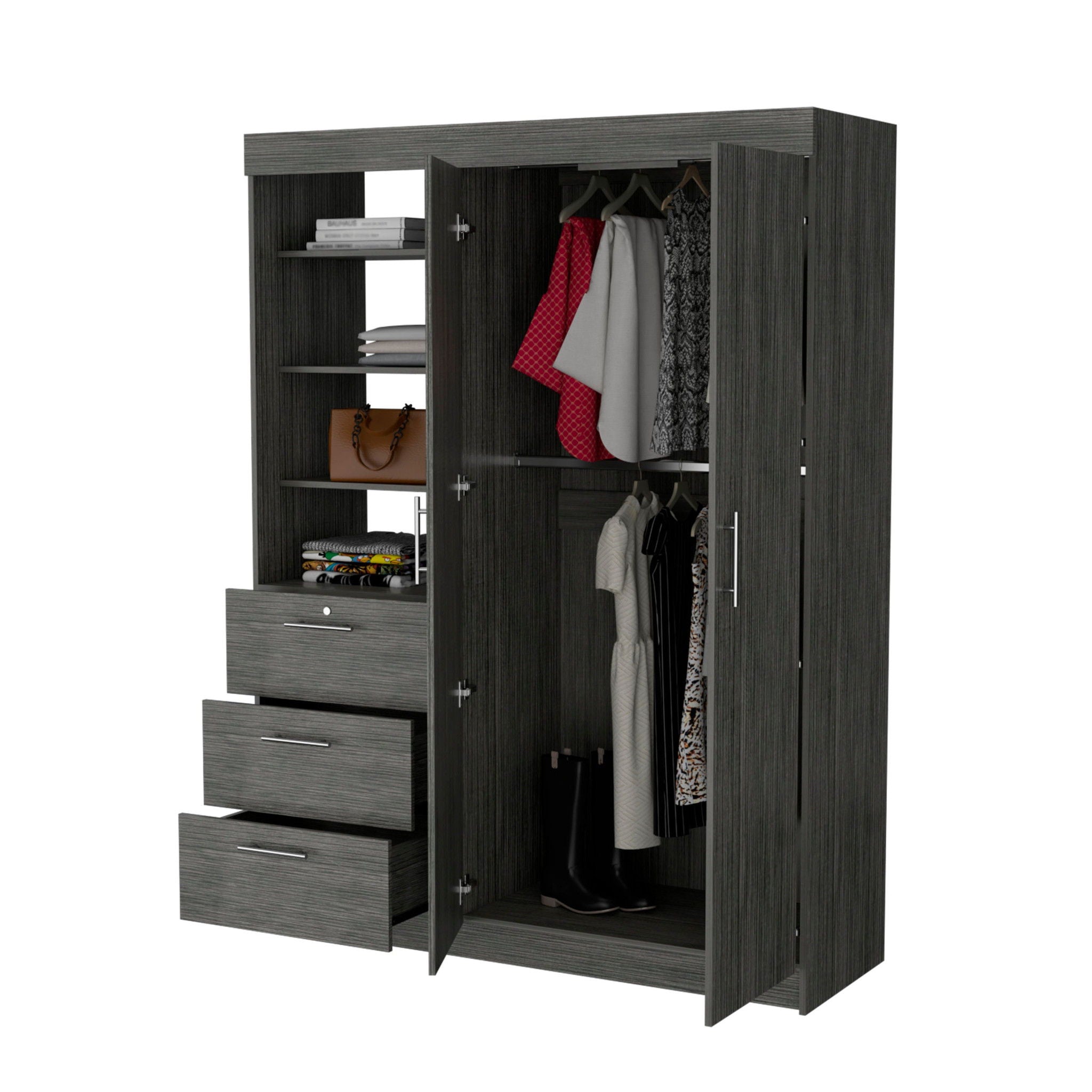 Three Drawer Combo Dresser - Gray