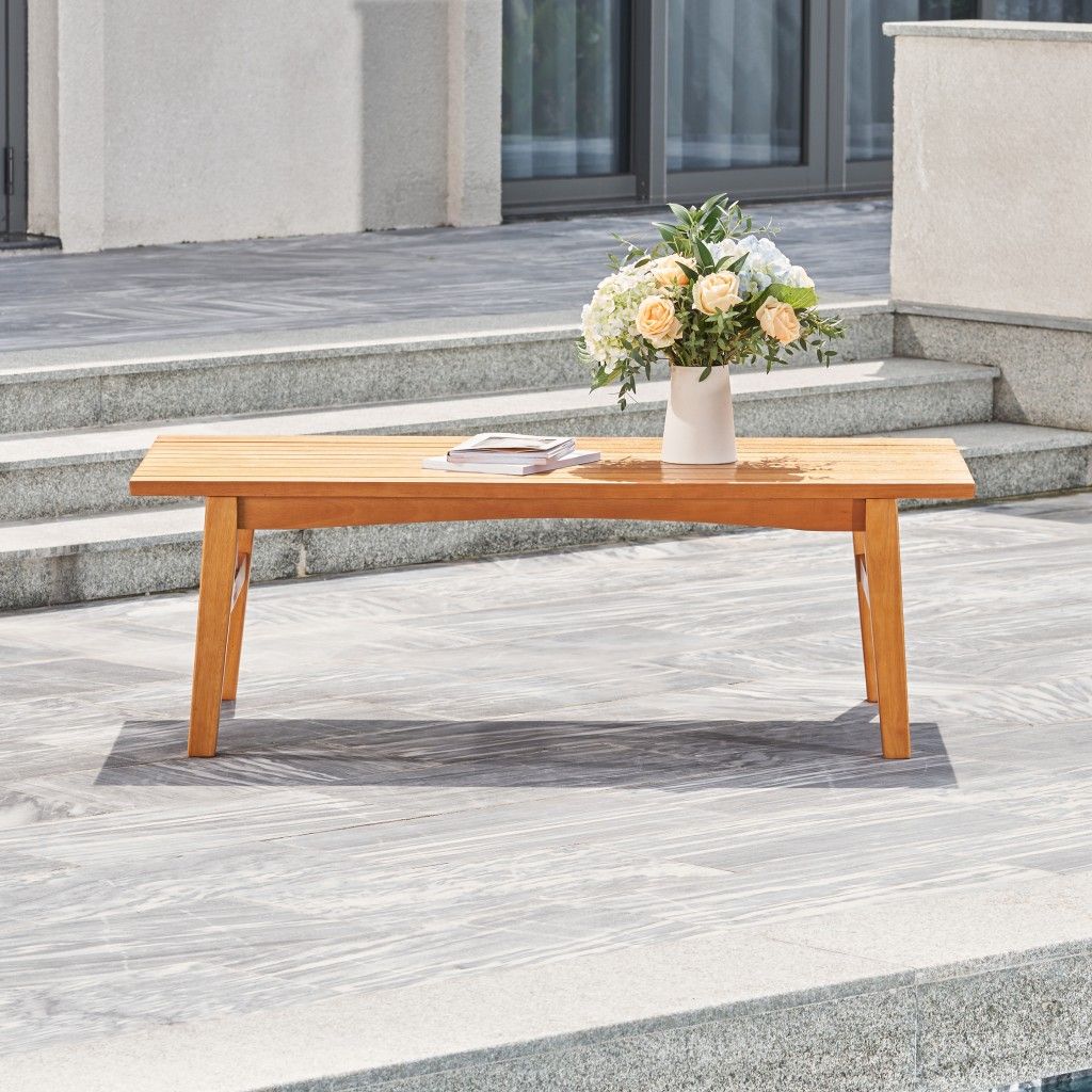 Wood Outdoor Rectangular Coffee Table - Natural