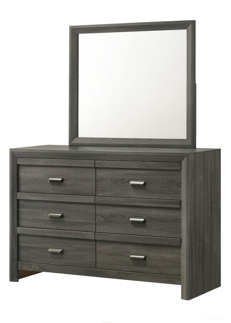 Valor - Dresser Dark Gray Dresser & Mirror by Crown Mark | Bel Furniture