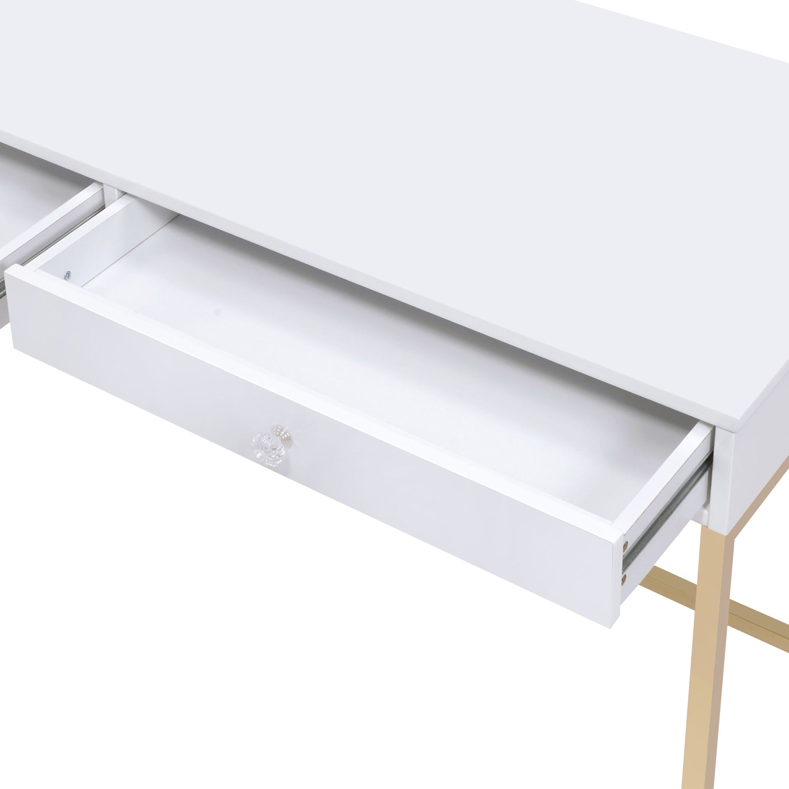 Ottey - High Gloss Gold Writing Desk - White