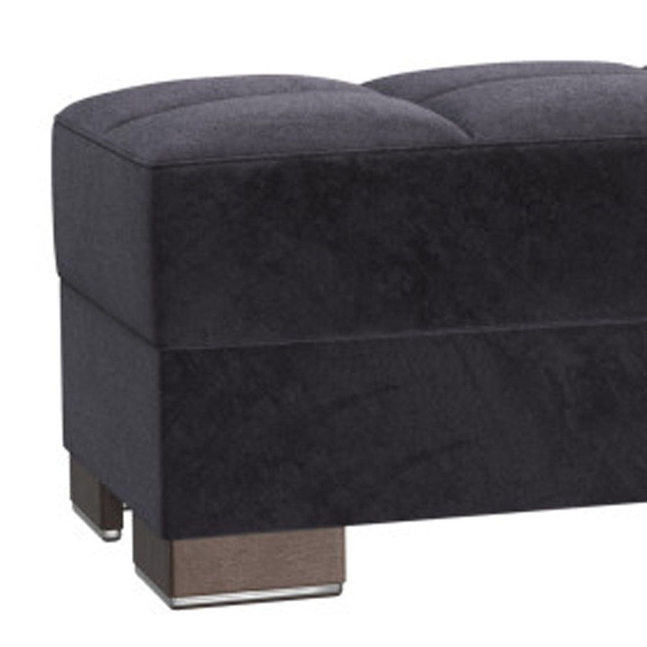 Microfiber Tufted Storage Ottoman - Blue / Brown