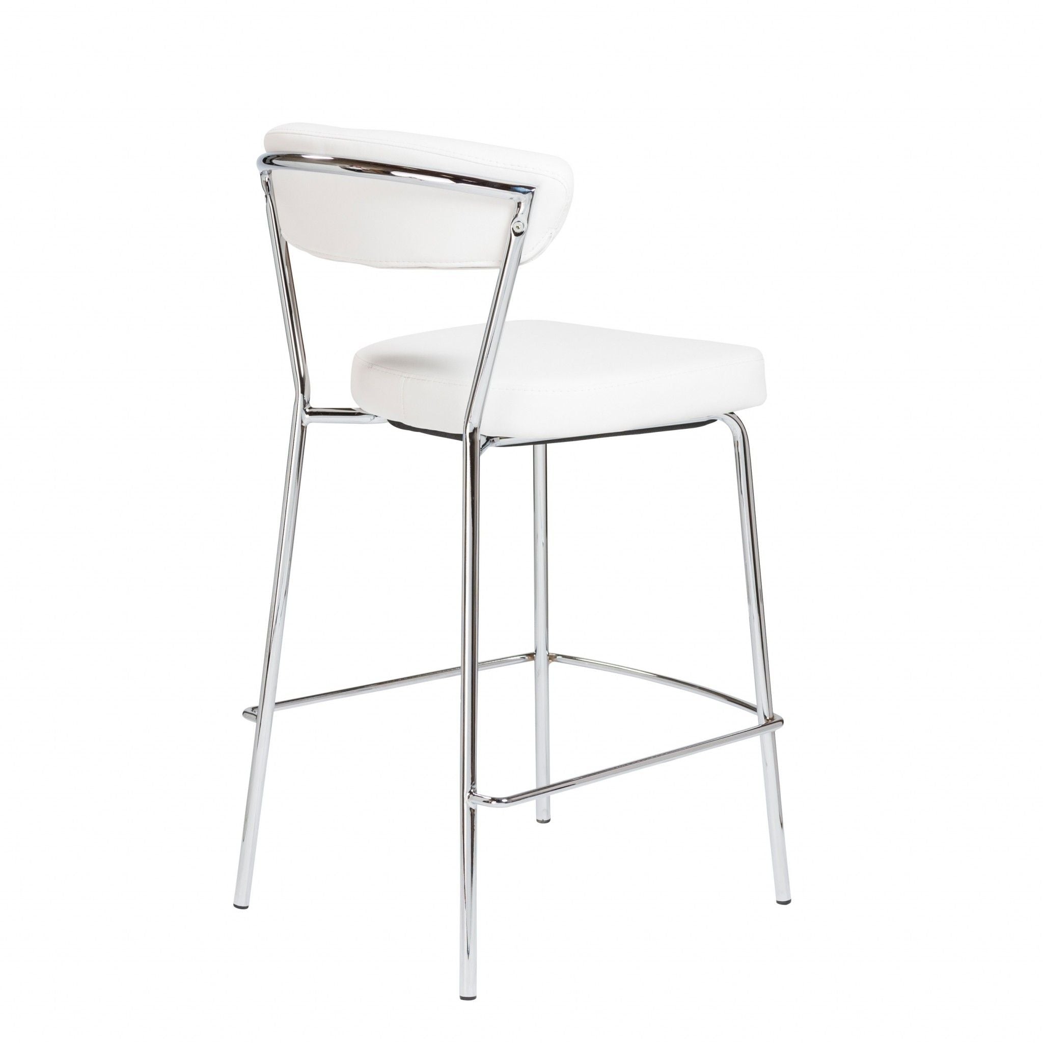 Steel Low Back Counter Height Bar Chairs (Set of 2) - White / Silver