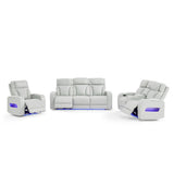 Julian - Power Console Reclining Loveseat, LED & Speaker - Silver