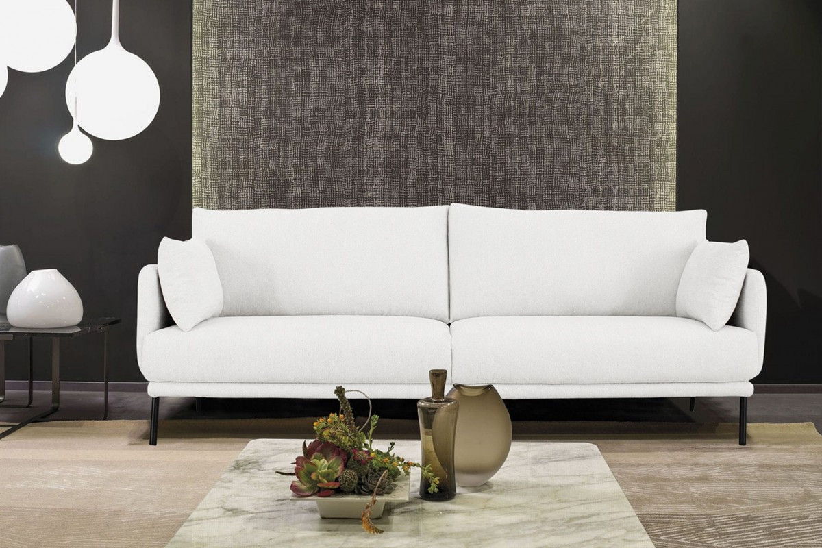 Modern Fabric Loveseat - White / Black