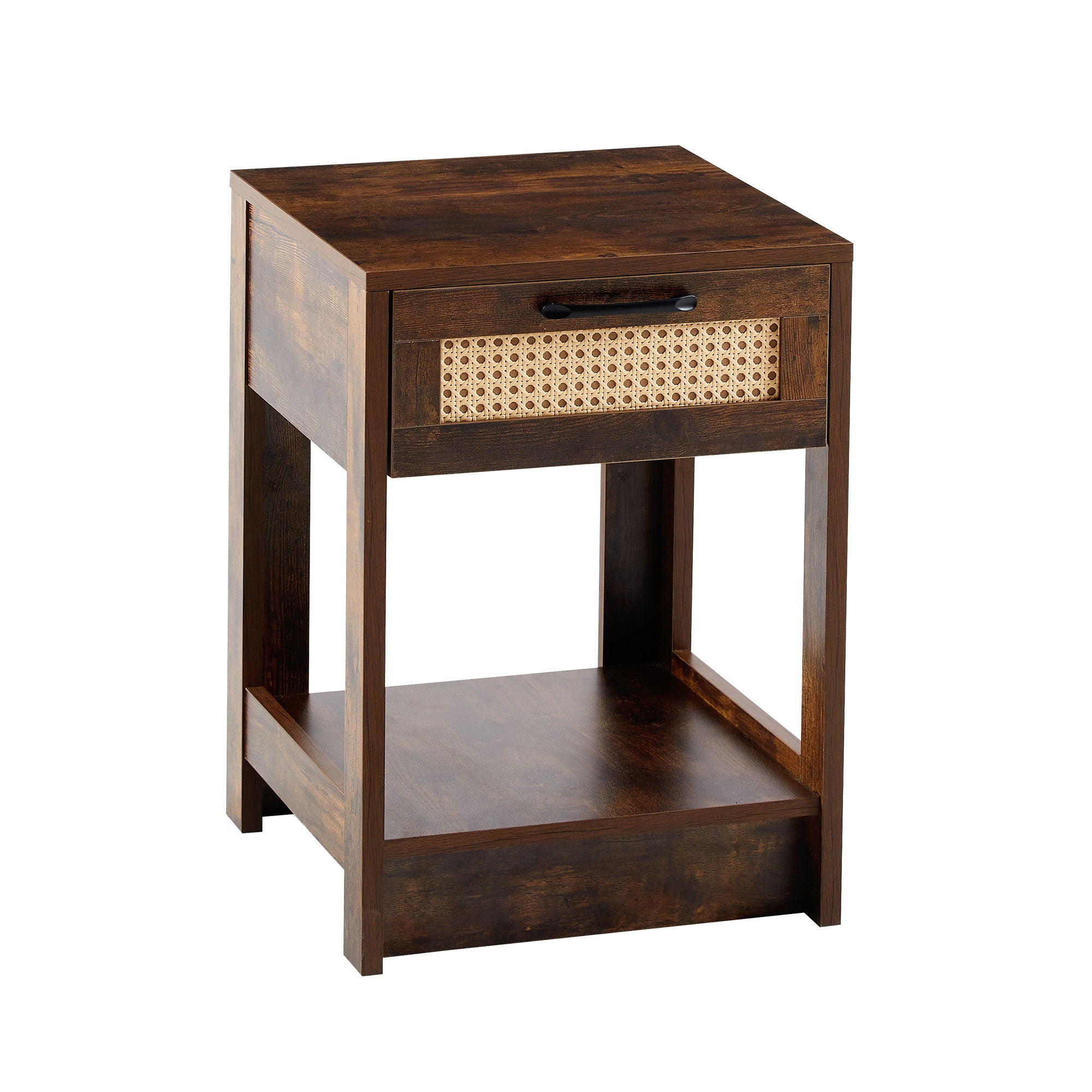 15.75" Rattan End Table With Drawer, Modern Nightstand, Side Table For Living Room, Bedroom