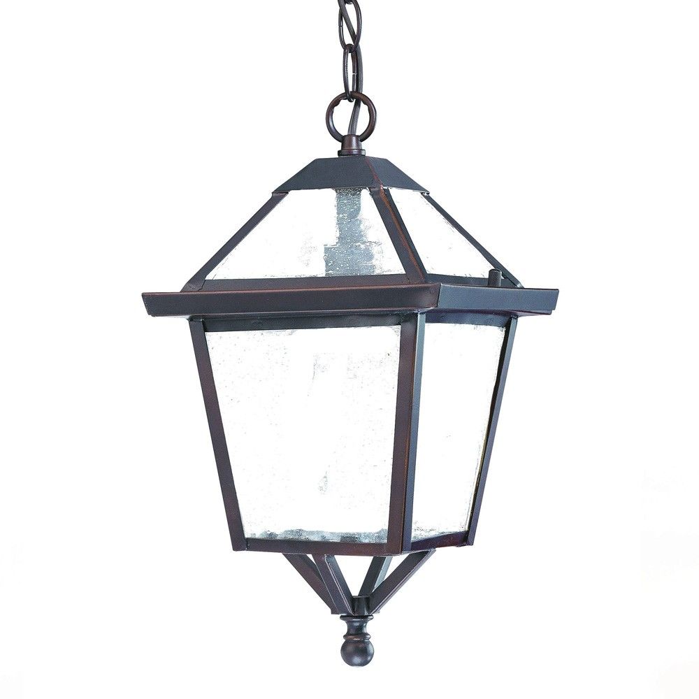 Glass Hanging Lantern Light - Antique Bronze