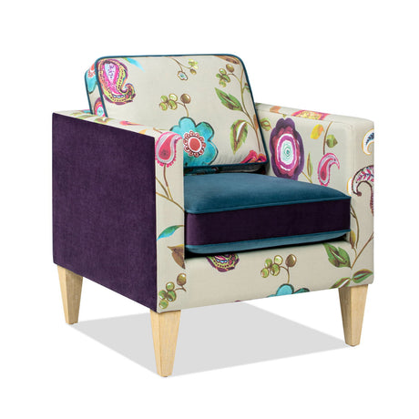 Mamba - Patchwork Accent Chair - Teal Blue Purple / Multicolored Floral - view 6