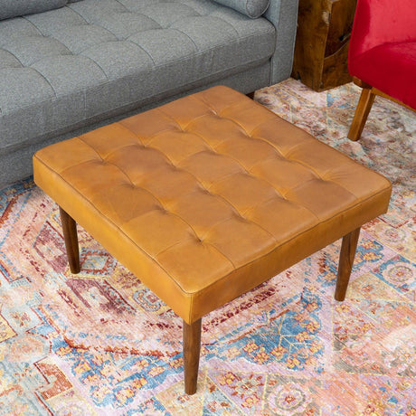 Mark - Tufted Square Genuine Upholstered Ottoman - view 4