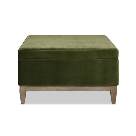 Knox - Square Storage Cocktail Ottoman - Olive Green - view 11