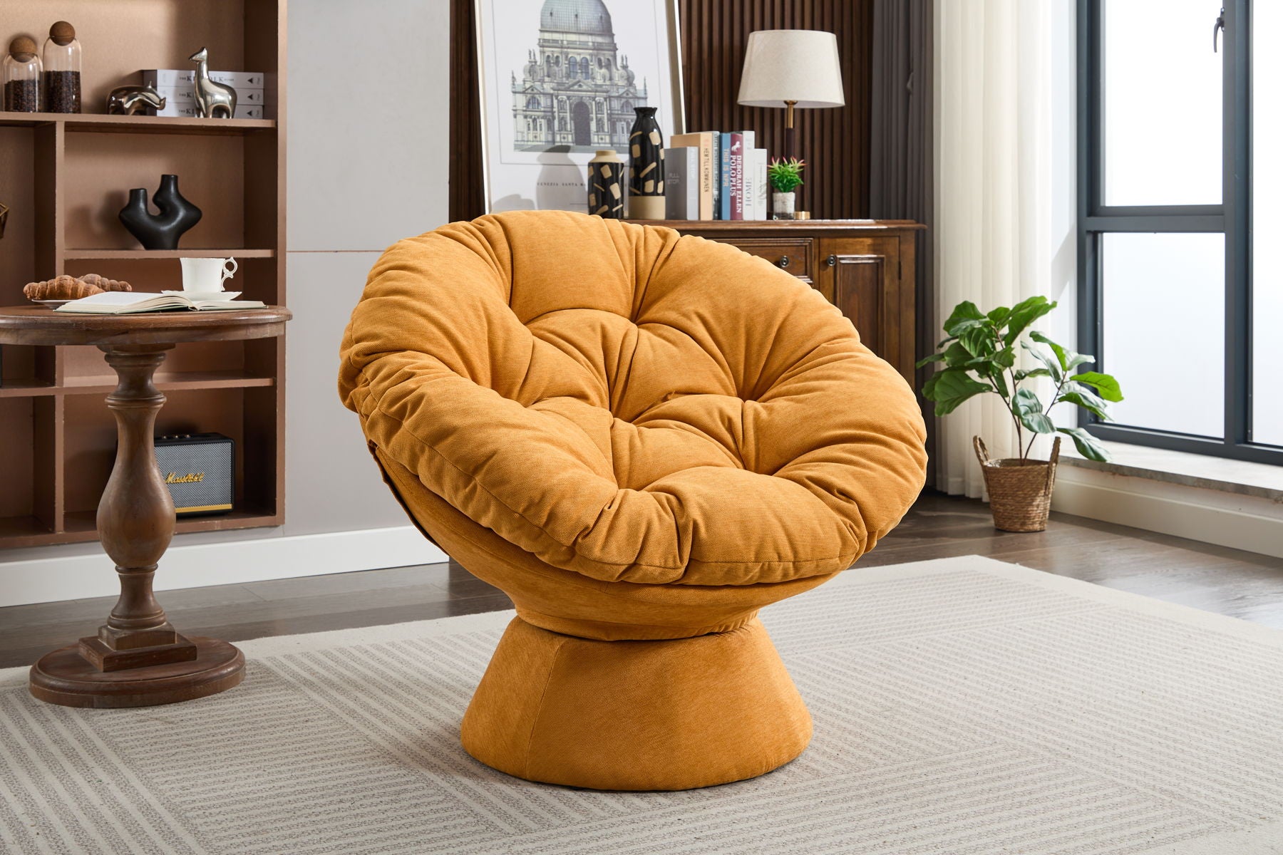 Oversized Swivel Accent Chair, 360 Swivel Barrel Chair, Papasan Chair For Living Room Bedroom