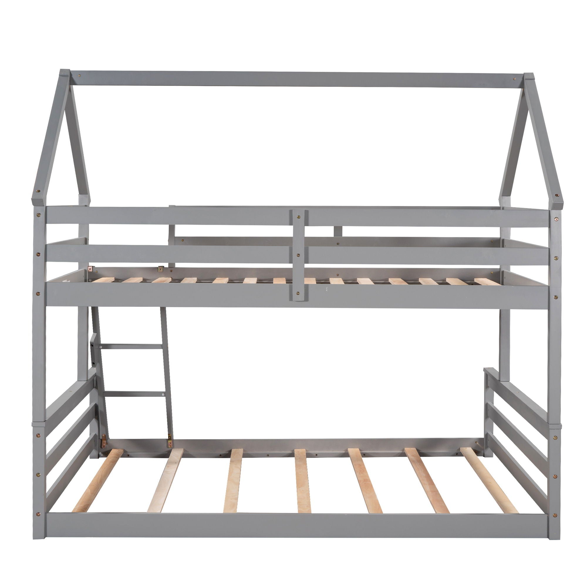 Twin Over Full House Bunk Bed With Built-In Ladder