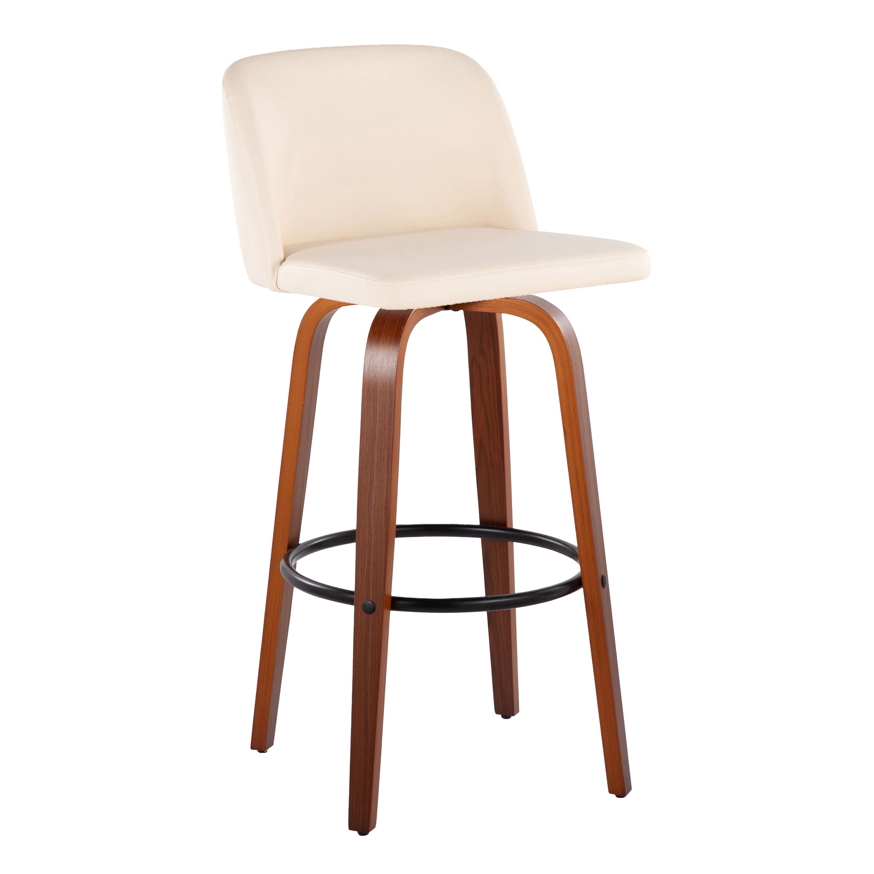 Toriano - Mid Century Modern Fixed Height Barstool Swivel And Round Footrest (Set of 2)