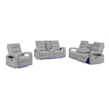 Isolde - Power Reclining Sofa, LED Lighting - Gray