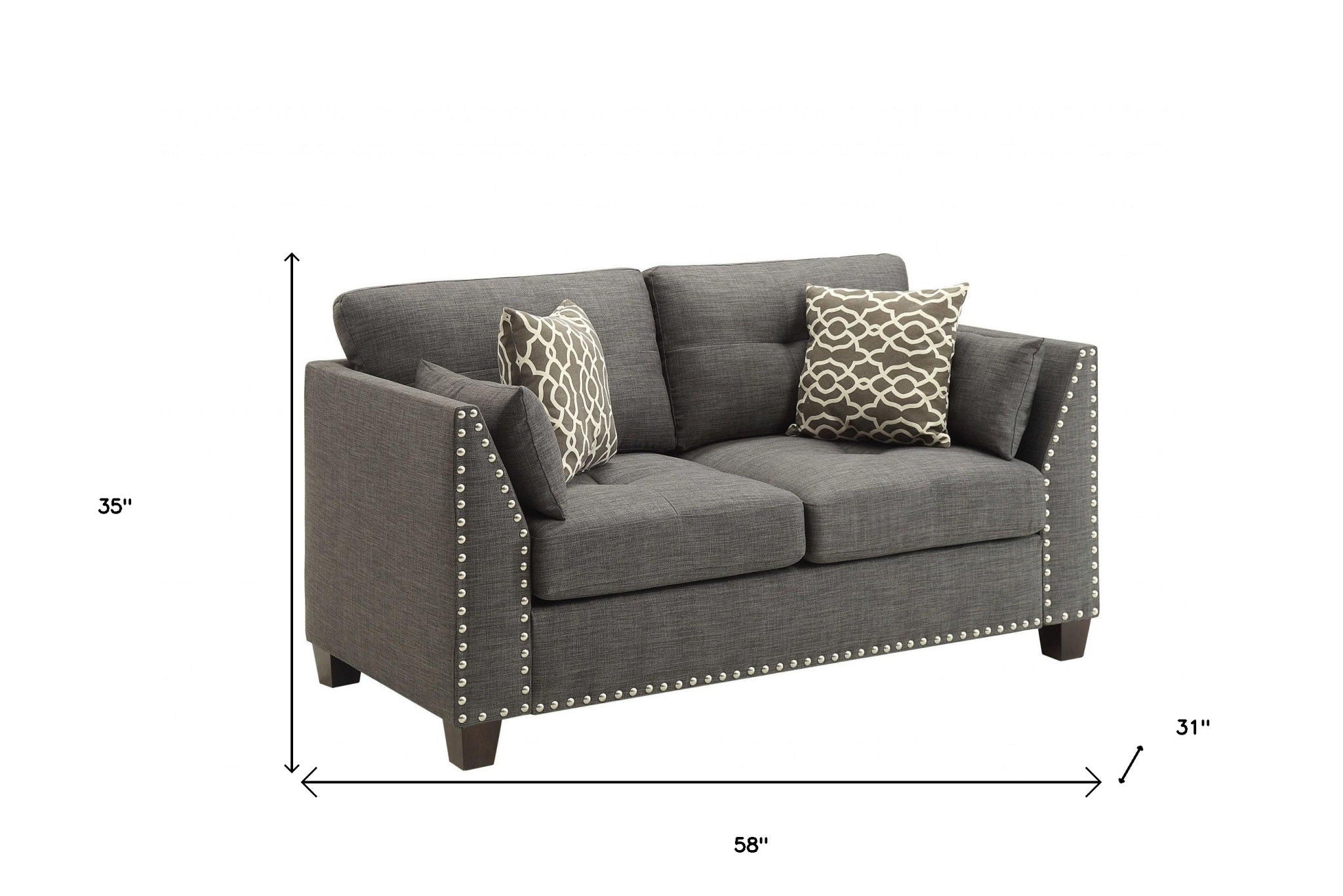 Brown Loveseat And Toss Pillows - Light Gray / Dark