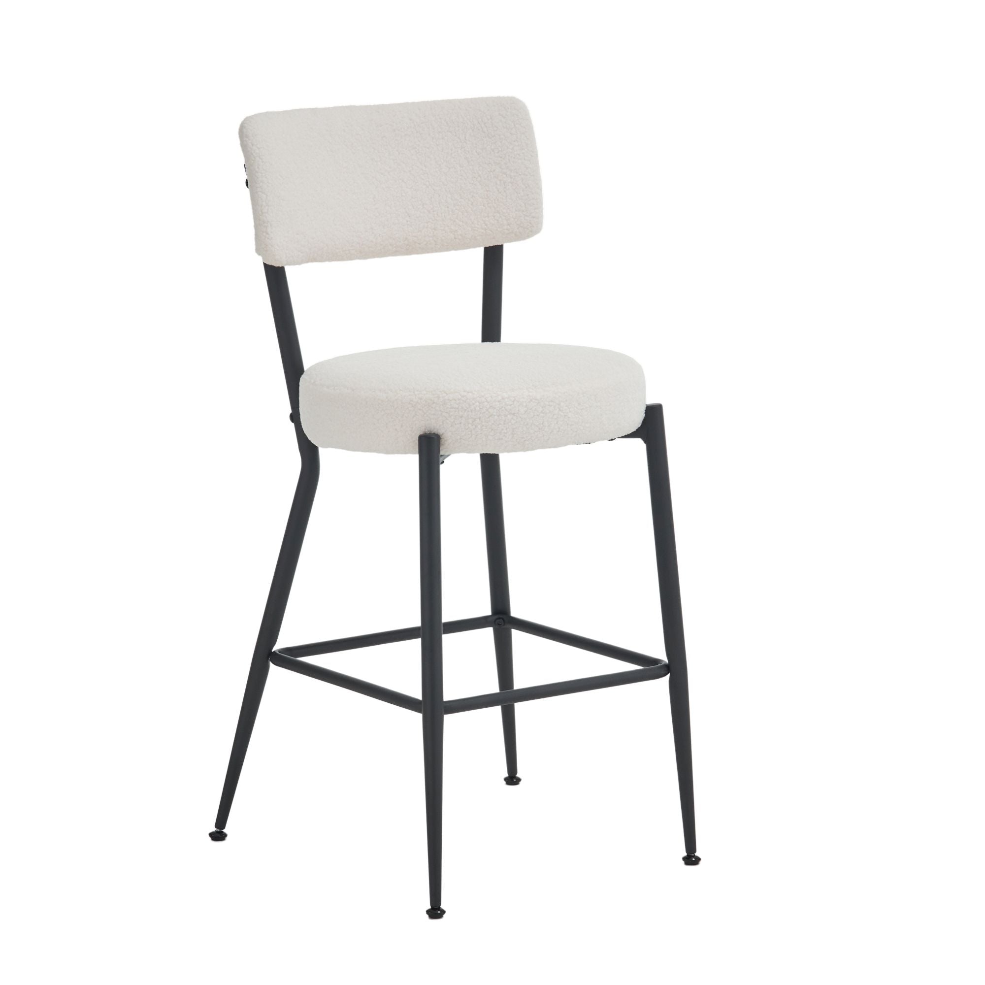 Modern Teddy Fabric Upholstered Bar Stools - Black Legs