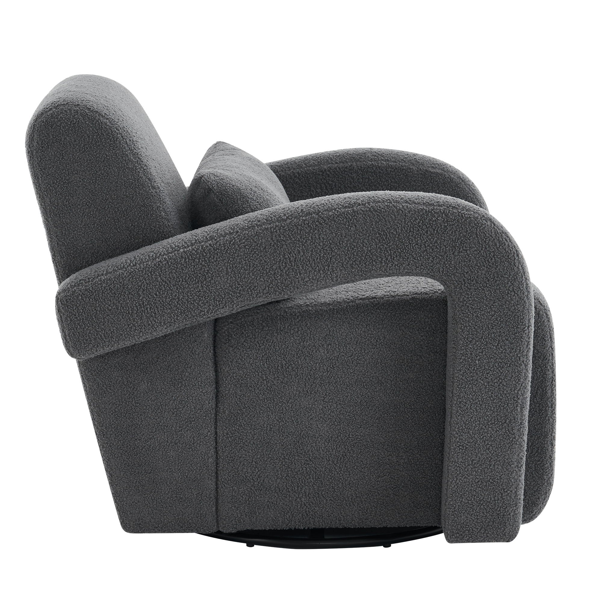 Cozy Teddy Fabric Armchair, Modern Sturdy Lounge Chair With Curved Arms And Thick Cushioning For Plush Comfort