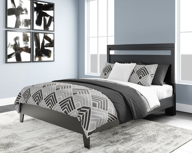 Finch - Panel Platform Bed Black Queen by Signature Design by Ashley® | Bel Furniture