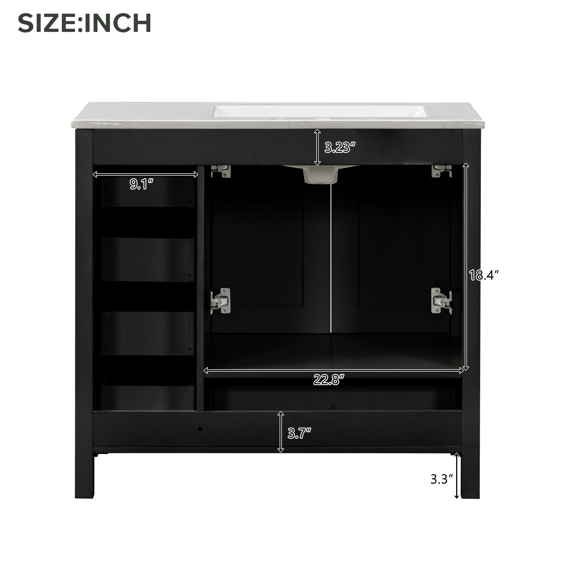 Bathroom Vanity With Ceramic Sink Combo, Abundant Storage Cabinet -2 Soft-Close Doors And 5 Drawers